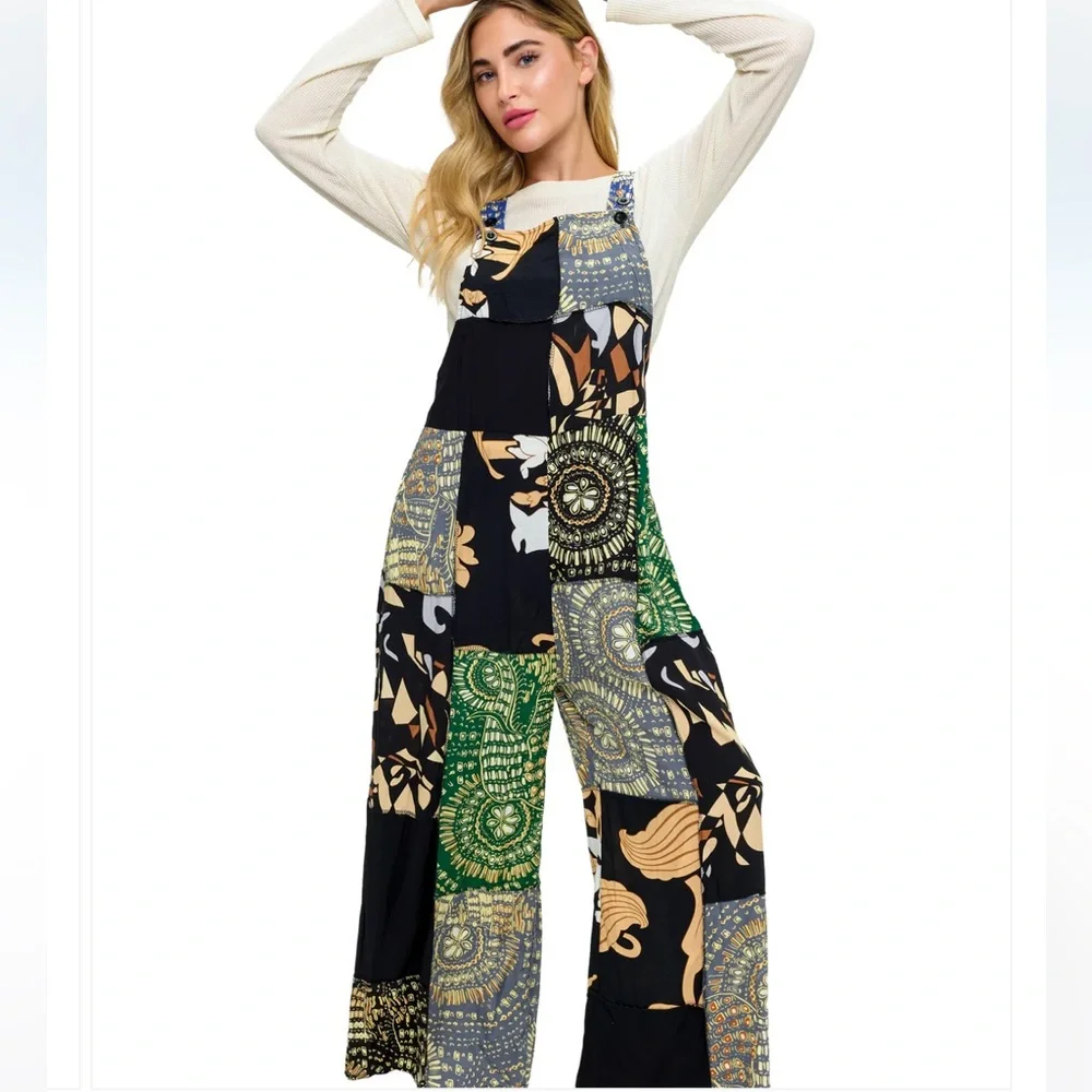 Yak & Yeti 25696 Overall Boho Floral Patchwork.  Various Sizes Available. 🌸🌸
